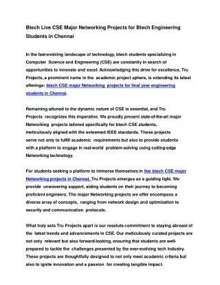 btech live cse major networking projects