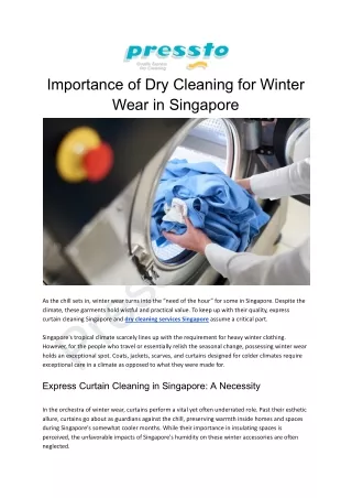 Importance of Dry Cleaning for Winter Wear in Singapore