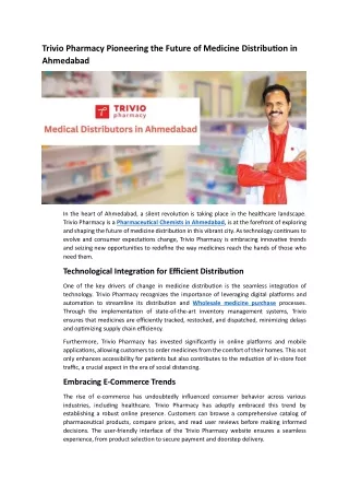 Trivio Pharmacy Pioneering the Future of Medicine Distribution in Ahmedabad (1)