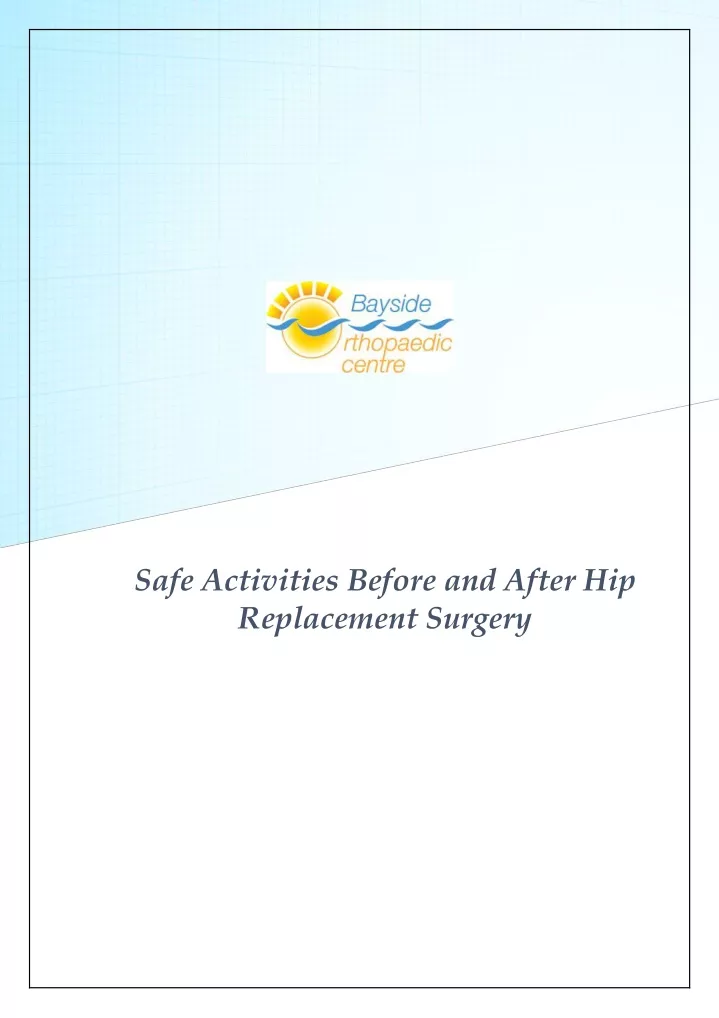 safe activities before and after hip replacement