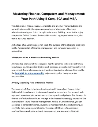 mastering finance computers and management your