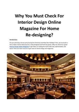 Why You Must Check For Interior Design Online Magazine For Home Re-designing_.docx