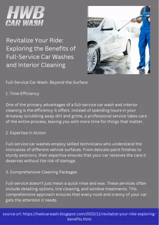 Revitalize Your Ride Exploring the Benefits of Full-Service Car Washes and Interior Cleaning