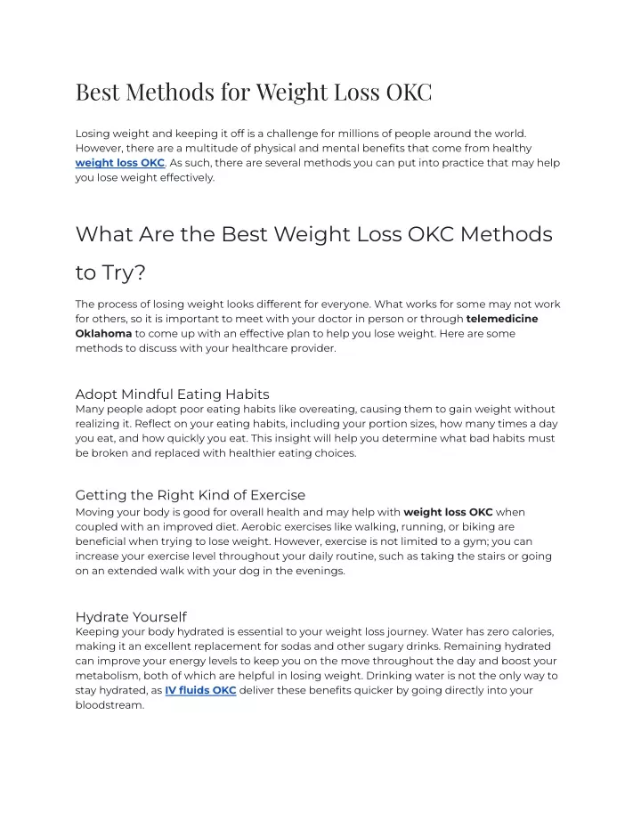 best methods for weight loss okc