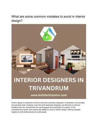 What are some common mistakes to avoid in interior design