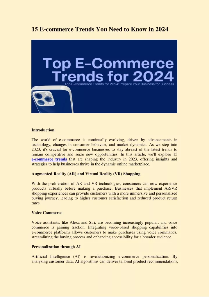 15 e commerce trends you need to know in 2024