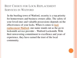 Lock replacement Watford