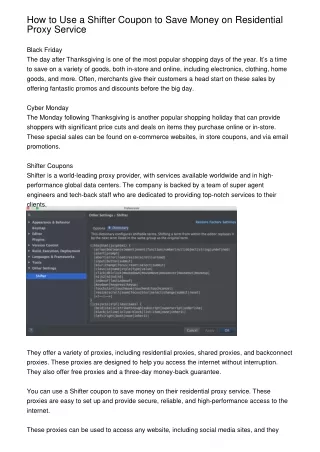 How to Use a Shifter Coupon to Save Money on Residential Proxy Service