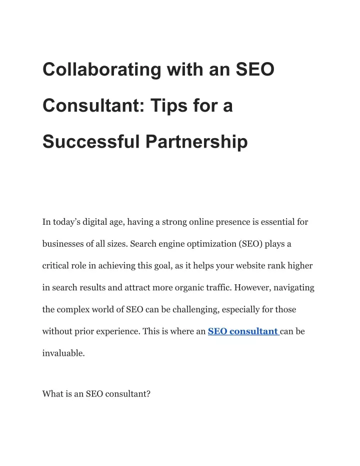 collaborating with an seo