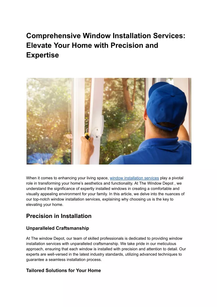 comprehensive window installation services