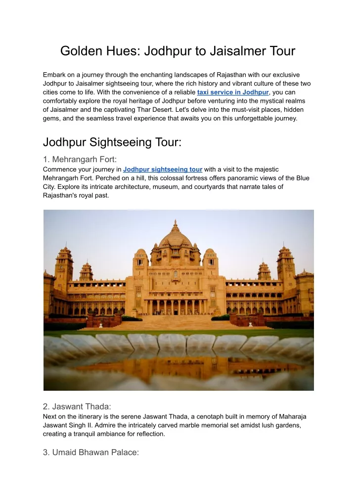 golden hues jodhpur to jaisalmer tour
