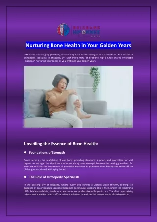 Nurturing Bone Health in Your Golden Years