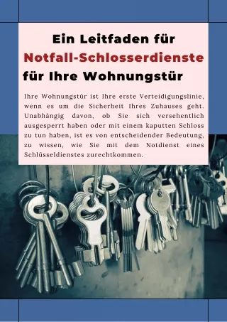 Ein Leitfaden für Notfall-Schlosserdienste für Ihre Wohnungstür