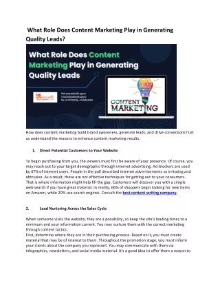 what role does content marketing play