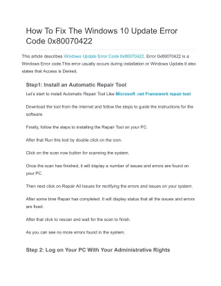 how to fix the windows 10 update error code