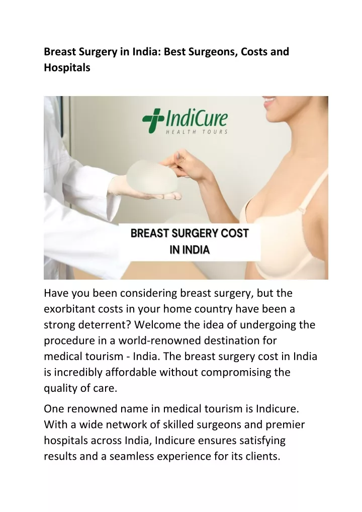 breast surgery in india best surgeons costs