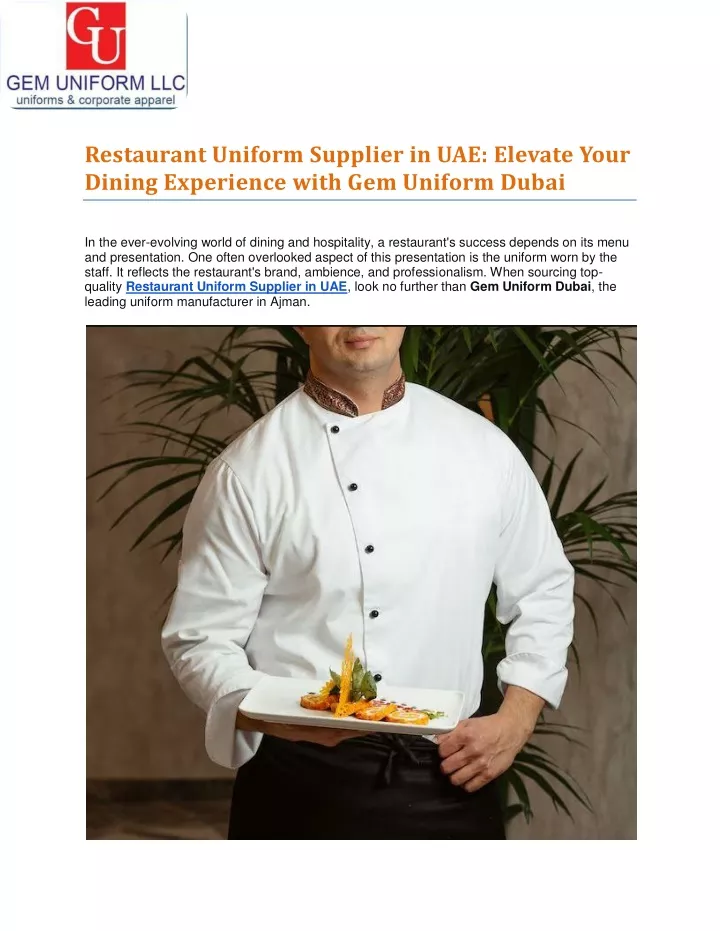 restaurant uniform supplier in uae elevate your