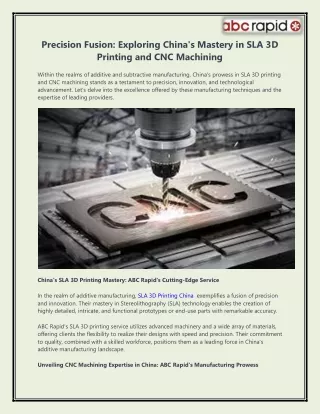 Precision Fusion Exploring China's Mastery in SLA 3D Printing and CNC Machining