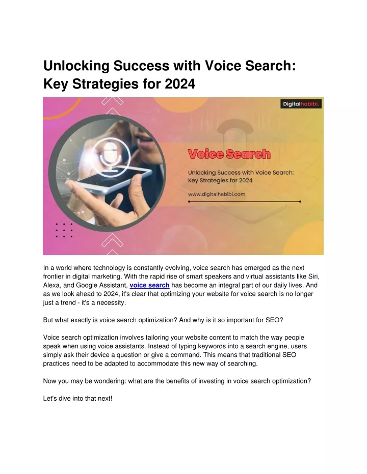 unlocking success with voice search