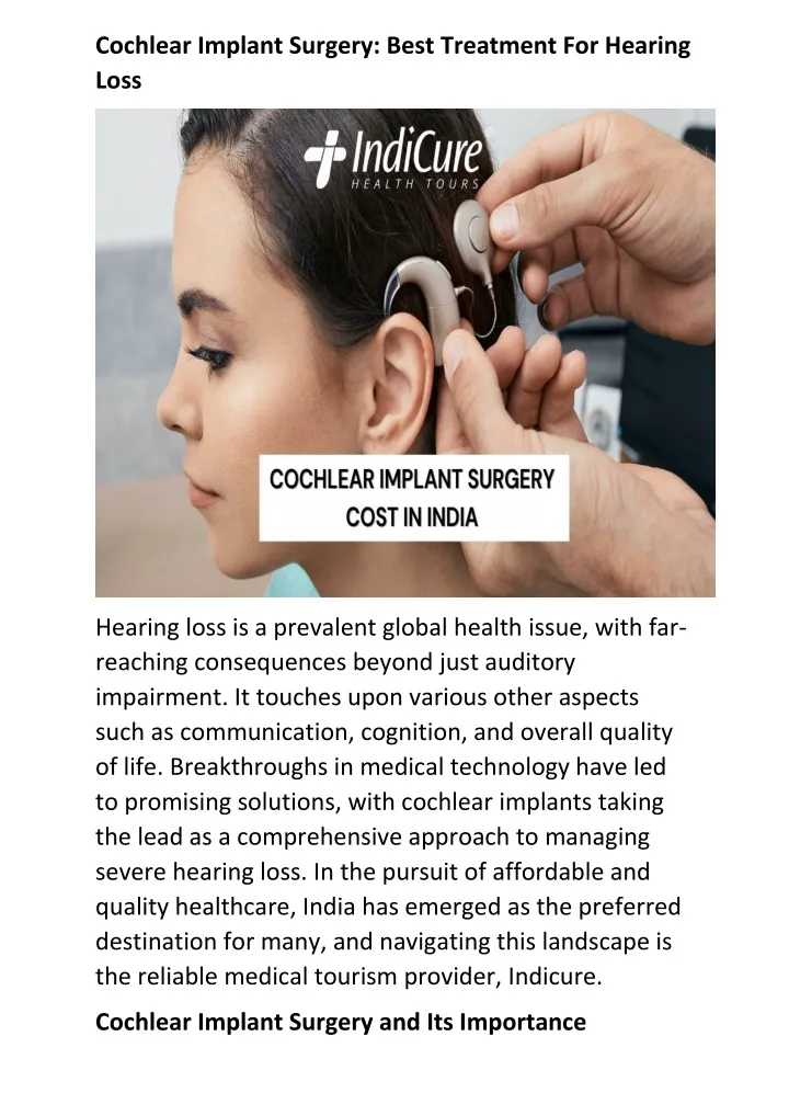 cochlear implant surgery best treatment