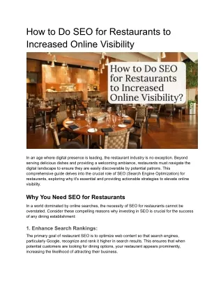 How to Do SEO for Restaurants for Increased Online Visibility