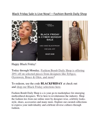 Black Friday Sale is Live Now! - Fashion Bomb Daily Shop