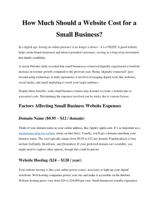 how much should a website cost for a