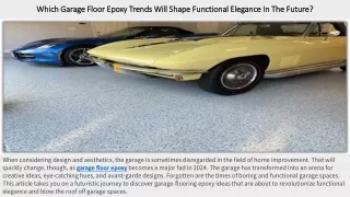 which garage floor epoxy trends will shape functional elegance in the future