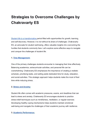 Strategies to Overcome Challenges by Chakravarty ES