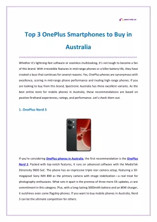3 Best OnePlus Phones in Australia as per Tech Experts
