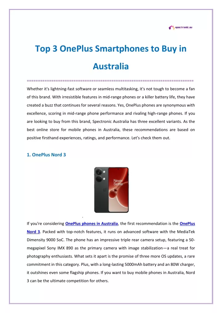 top 3 oneplus smartphones to buy in
