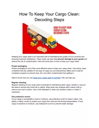 How To Keep Your Cargo Clean_ Decoding Steps