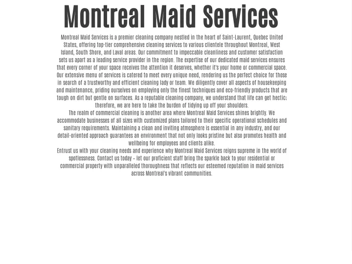 montreal maid services montreal maid services