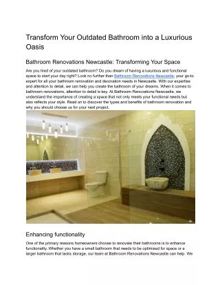 Transform Your Outdated Bathroom into a Luxurious Oasis