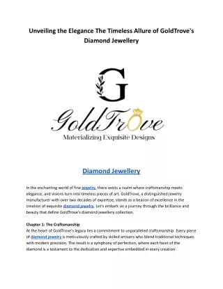 Unveiling the Elegance The Timeless Allure of GoldTrove's Diamond Jewellery