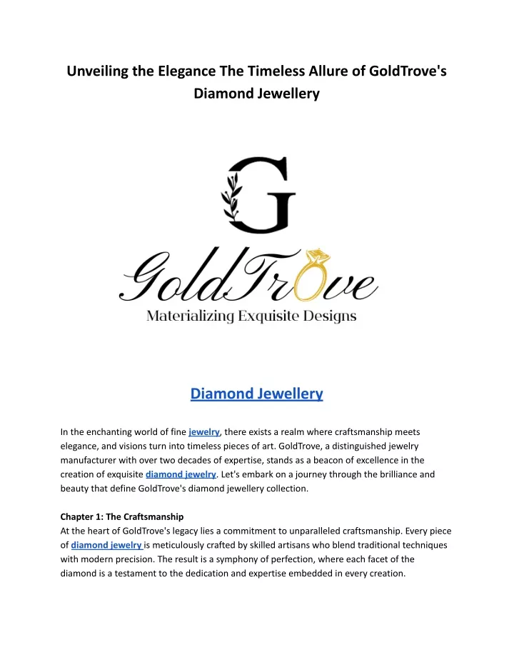 PPT - Unveiling the Elegance The Timeless Allure of GoldTrove's Diamond 