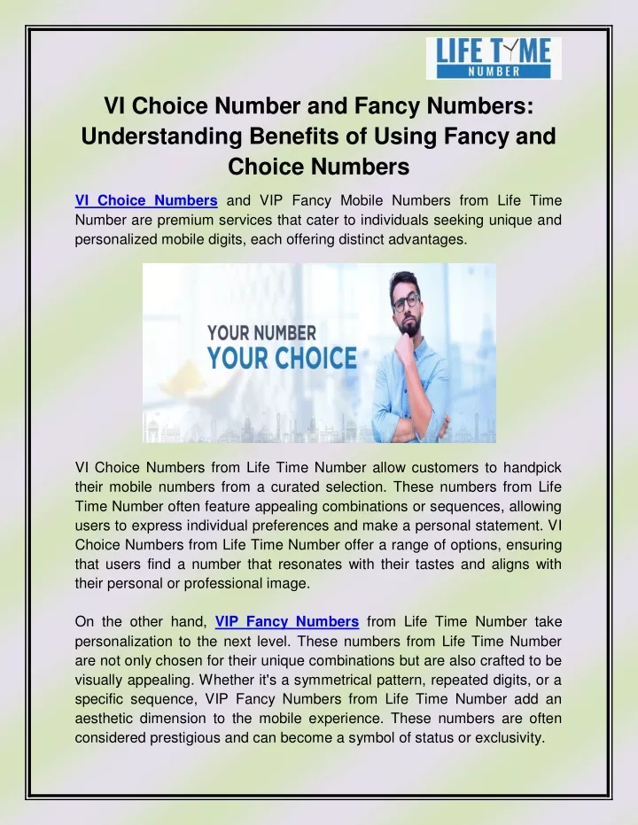 vi choice number and fancy numbers understanding