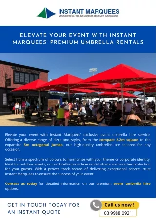 Elevate Your Event With Instant Marquees' Premium Umbrella Rentals