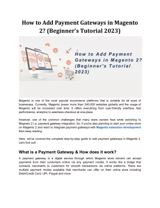 how to add payment gateways in magento 2 beginner