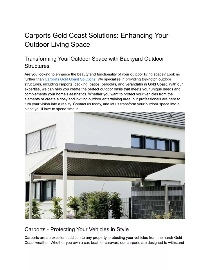 carports gold coast solutions enhancing your