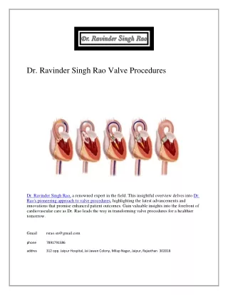 Dr. Ravinder Singh Rao Valve Procedures