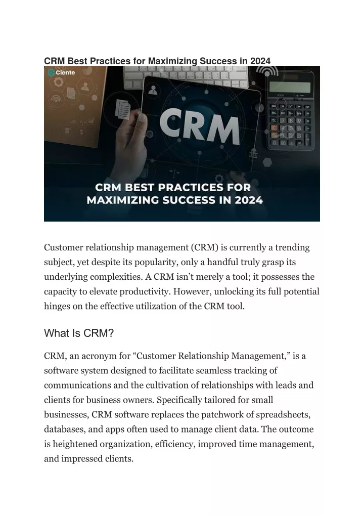 crm best practices for maximizing success in 2024