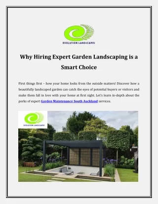 Why Hiring Expert Garden Landscaping is a Smart Choice