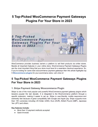 5 top picked woocommerce payment gateways plugins