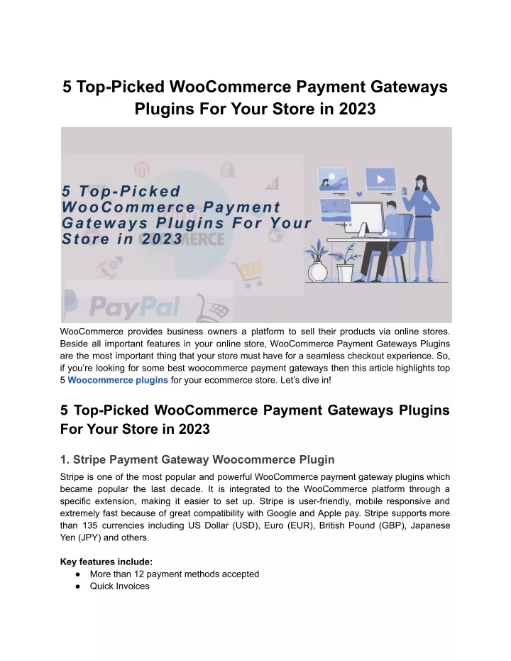 5 top picked woocommerce payment gateways plugins