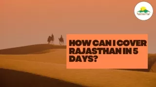 How can I Cover Rajasthan in 5 Days?