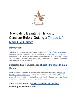 Navigating Beauty_ 5 Things to Consider Before Getting a Thread Lift Near Gig Harbor