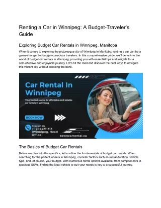 Renting a Car in Winnipeg_ A Budget-Traveler's Guide