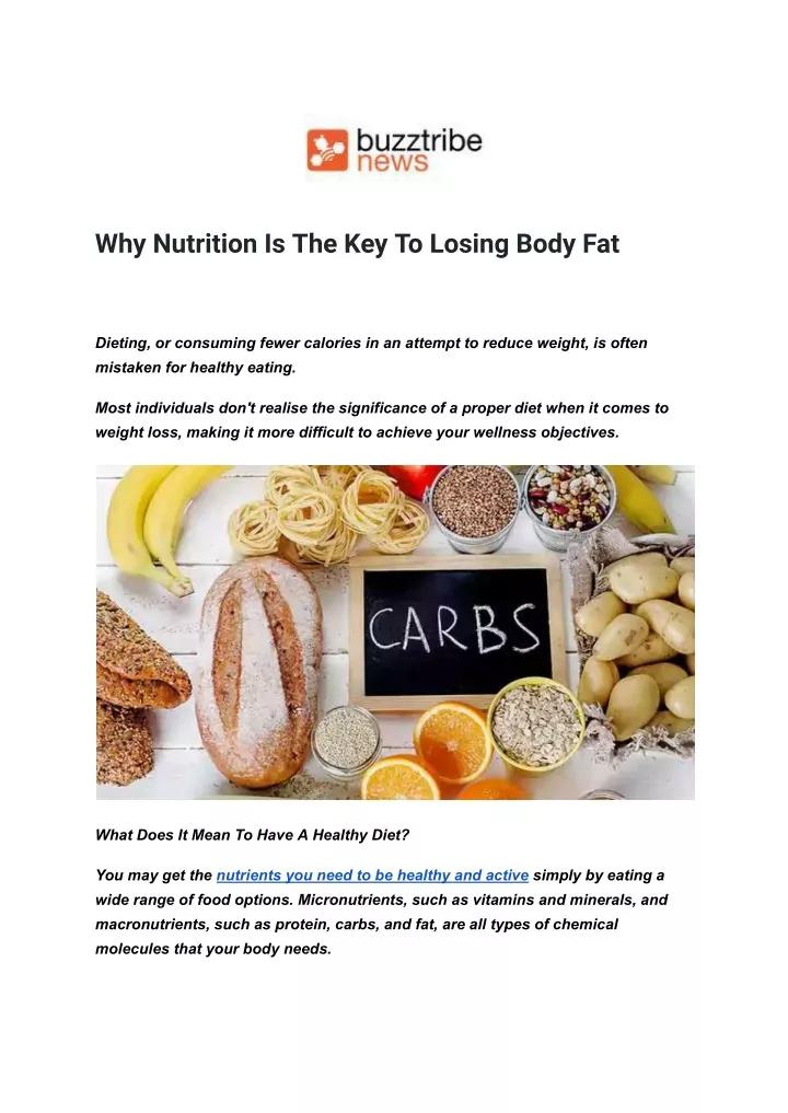 why nutrition is the key to losing body fat