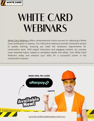 Obtain Your White Card: Online Training in NSW